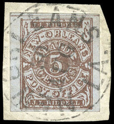 Confederacy, New Orleans, La., 1861, 5¢ red brown. Four mostly large ...