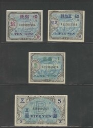 Ryukyus, 1945 Zone B Military Currency. 11 notes; denominations ...