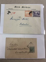 Cyprus, Cover Group, 1880-1950's. Of 9 covers; with ½pi wrapper ...