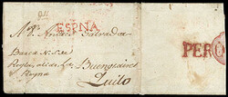Ecuador, 1800 Spain to Quito. Folded letter sheet with pencil "June 3 ...