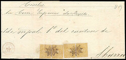 Ecuador, 1872, 1r yellow on quadrille paper, two horizontal pairs. ...