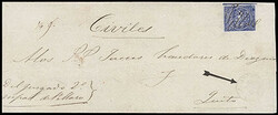 Ecuador, 1865, ½r blue, right margin single. Full margins, showing ...