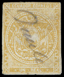 Ecuador, 1865, 1r buff. Complete manuscript Daule town cancel, clear ...