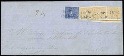 Ecuador, 1865, 1r light orange buff, right margin vertical pair and ...