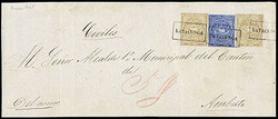 Ecuador, 1865, 1r light bistre, two singles. In combination with 1865 ...
