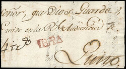 Ecuador (Ibarra) Ibara. Red condensed straight line postmark on 1803 ...