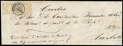 Ecuador, 1865, 1r dull bistre, vertical pair. Tied by bold "Guaranda, ...