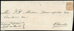 Ecuador, 1865, 1r orange buff. Tied by "Quito, Franca, Feb 13, 65" ...