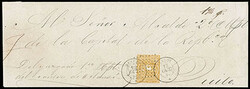 Ecuador, 1865, 1r chrome yellow. Tied by neat dotted lozenge ...
