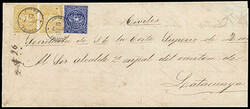 Ecuador, 1865, 1r chrome yellow, horizontal pair. With right stamp ...
