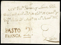 Ecuador, Pasto, Franca. Brownish second type two-line handstamp on ...