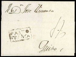 Ecuador, Pasto, Franca. Ornamental boxed fourth type postmark on ca. ...