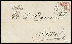 Ecuador, 1866, 4r red, diagonal bisect. Position 93. Lower right ...