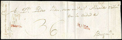 Ecuador (Piura) Puria. Red straight line postmark on ca. 1800 wrapper ...