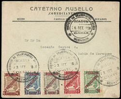 Ecuador, 1928, 50c on 10c-3s on 60c First Airmail Issues complete. On ...