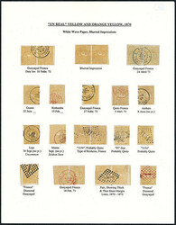 Ecuador, 1865, 1r Yellow Issue Balance. Over 60 stamps on three ...