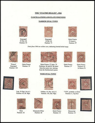 Ecuador, 1866, 4r Red Issue Balance. On three exhibit pages; includes ...