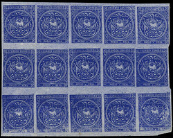 Ecuador, 1871, ½r Blue on Blue Surface Paper Issue Balance. Mostly ...