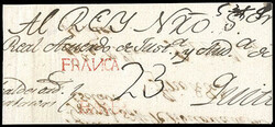 Ecuador (Barbacoas) Barbs. Red second type condensed postmark on 1803 ...