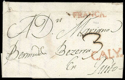 Ecuador (Cali) Caly. Red straight line postmark on 1818 folded letter ...