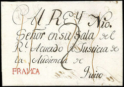 Ecuador (Cuenca) Franca. Neat red handstamp on 1797 docketed wrapper ...