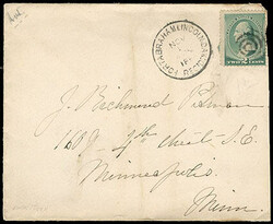 Fort Abraham Lincoln, Dak. Rec'd Nov 1 4PM 1888. Black cds with ...