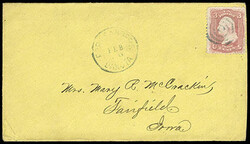 Fort Sanders, Dakota. Light strike of blue postmark on yellow cover ...