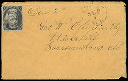 Austin, Nev. Sep 5. Partial black cds on cover franked with 1863 2¢ ...
