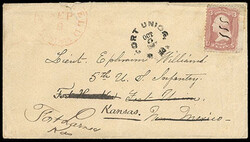 Fort Union, N.M., Oct. 5, 1867. Rimless cds as forwarding postmark on ...
