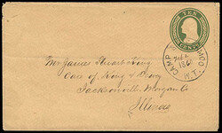 Envelope, 1854, Nesbitt 1st Issue, 3¢ red on buff, "THREE" in medium ...