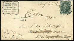 Walla Walla, W.T., Dec 1, [circa 1862]. Black straight line postmark ...