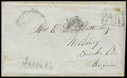 Fort Laramie, O.R. Jun 15 [1852]. Weak crude black cds (as is nearly ...