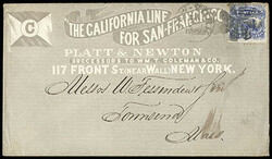 1869, 3¢ ultramarine. All over shaded ad cover with large "C" flag ...