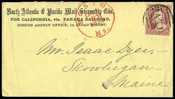 1857, 3¢ dull red, type III. Boston Agency Office, 16 Broad Street, ...