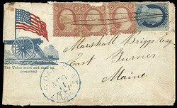 Big Oak Flat, Cal. Aug 11 [1861]. Blue cds on Patriotic Cover to ...