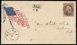 California Civil War Patriotic Covers. Lot of five California ...