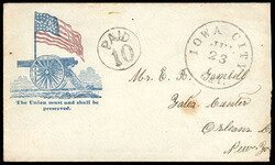 Iowa City, Cal. Jul 23. Large black cds with "PAID 10" in circle on ...