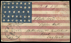 Oroville, Cal. Mar 29 [circa 1861]. Large black cds patriotic cover ...