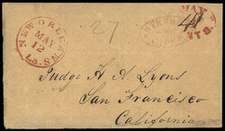 (Incoming) Steamer Gipsy. Red oval on cover to San Francisco, ...