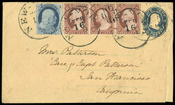 Envelope, 1860, Nesbitt 2nd Issue, 1¢ blue on buff, period after ...