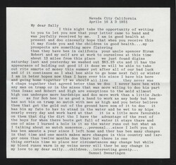 (Nevada) Nevada City, Cal. April 18 (1851). Manuscript postmark on ...