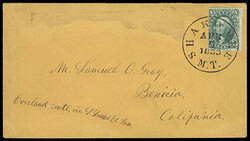 1857, 10¢ green, type II. Manuscript endorsement at lower left on ...