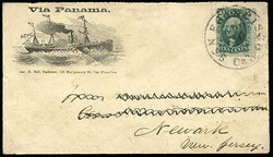 Via Panama, steamship illustration with imprint of "Geo. H. Bell, ...