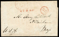 (Peru) Steam 30. Straight line handstamp with circular "30" rate both ...