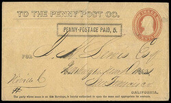 California Penny Post Co., 1855-59, 5¢ black on buff. "To the Penny ...
