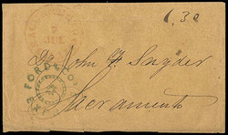 Ford & Co.'s Express. Green rimless circle handstamp with star and ...