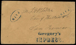 Gregory's Express. Excellent strike of blue two-line handstamp ...