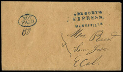 Gregory's Express Office, Marysville. Blue three-line company ...