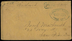 Langton's Pioneer Express Forest City. Blue company oval handstamp ...