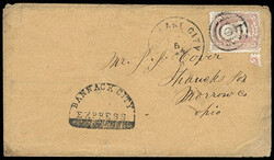 1861, 3¢ rose. Tombstone handstamp (Thomas BAN-100) boldly struck on ...